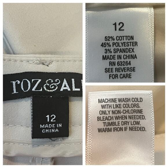 Roz & Ali Dressbarn Ankle Crop Pants Slim Fit Mid Rise Cream Women’s Size 12 - Picture 9 of 11